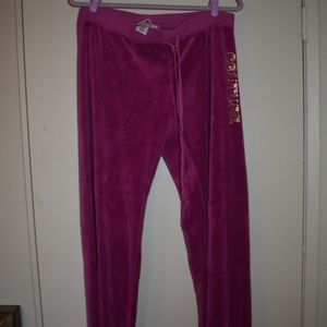 Juicy Couture Pink Velour Track Pants Large VGUC